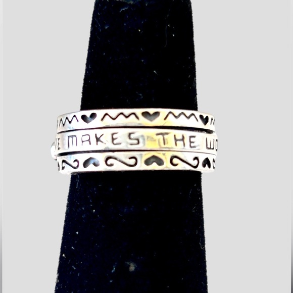 Brighton Sterling silver garnet spinner Love Makes World Go Round Ring Size 5 - Picture 2 of 6